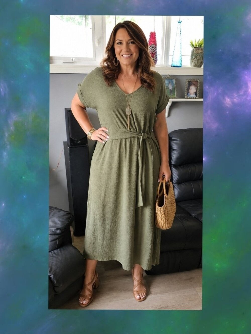 Tribal Olive Green Plissé Midi Maxi Dress XL – Crinkle